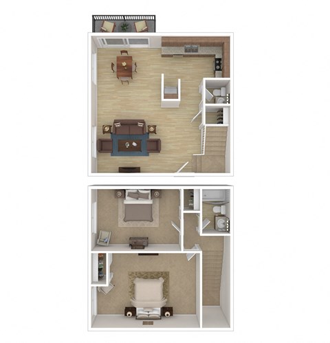 Floor plan for 2 beds, 1.5 baths, 1200 sqft